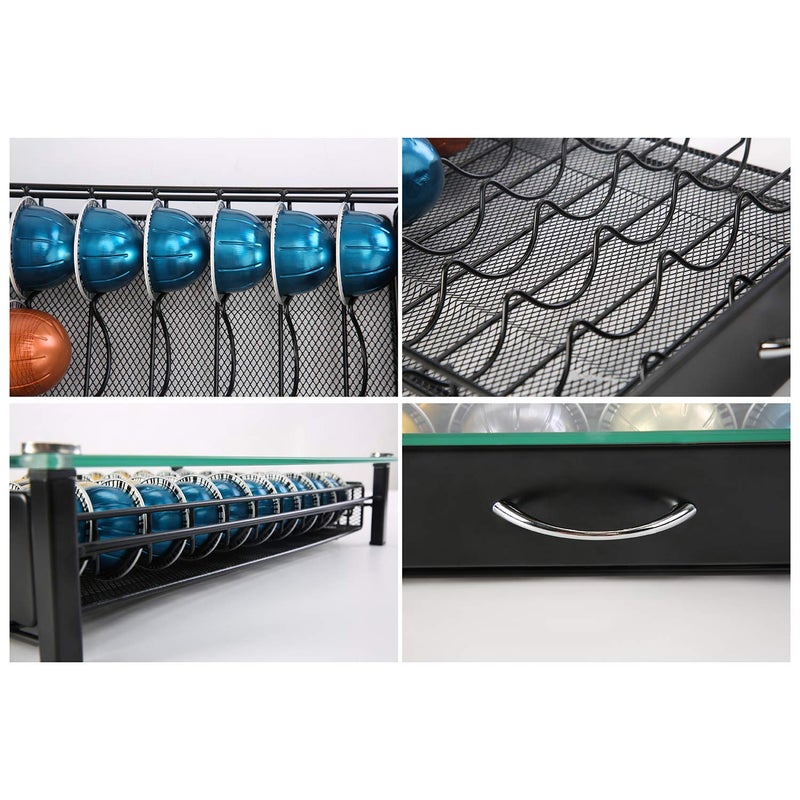 Flagship for Nespresso Pod Holder Drawer Coffee Pod Organizer for Nespresso Capsule Holder Crystal Tempered Glass Storage Tray (40 Vertuo Pods Capacity) - Image 4